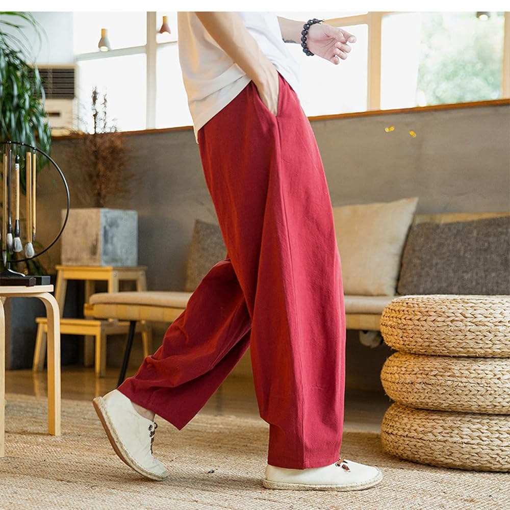 Amazon | [ランボ] サルエルパンツ ワイドパンツ メンズ 無地 綿